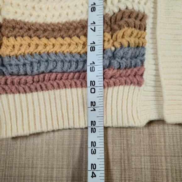 Altar'd State Womens Striped Cardigan Sweater Size S/M Cream Pockets Bohemian - Picture 5 of 7